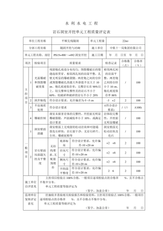 水利工程隧洞工程表格