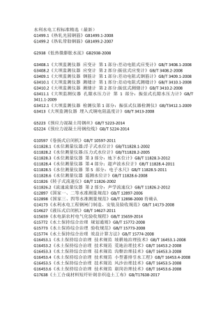 水利水电工程规范规程清单(2018版)