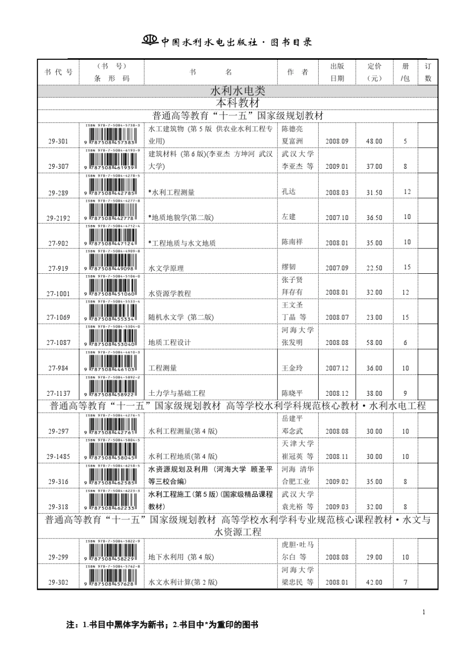 水利水电社教材书目_第1页