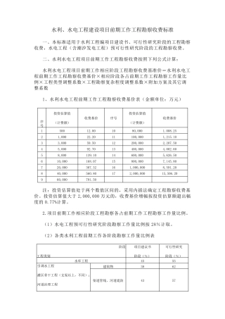 水利水电设计费取费标准