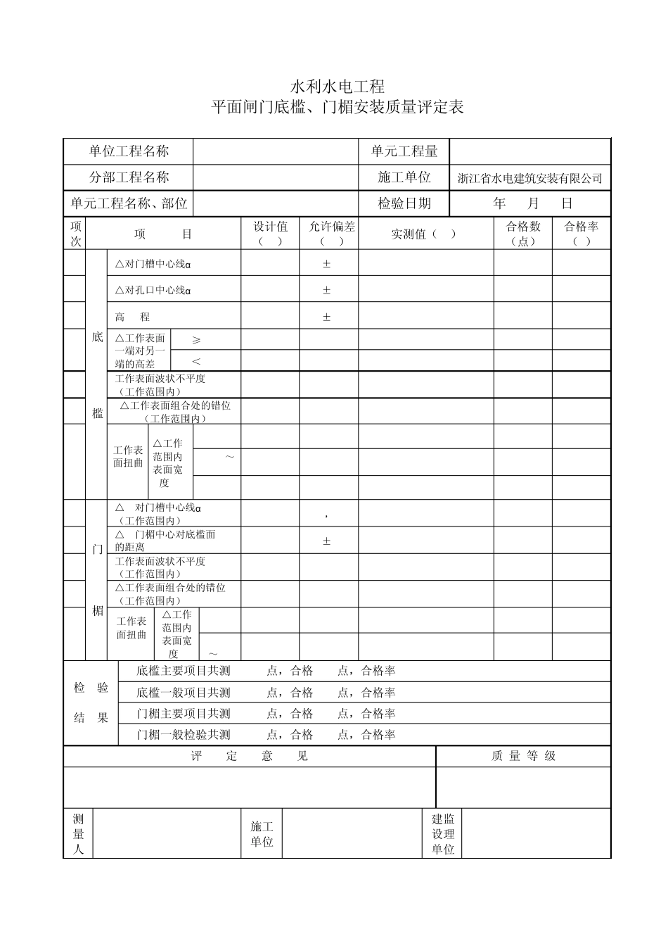 水利闸门埋件评定表(门槽)_第2页