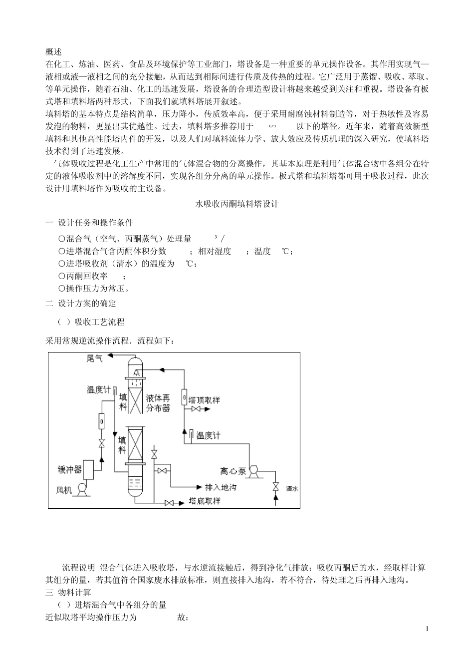 水吸收丙酮填料塔设计_第1页