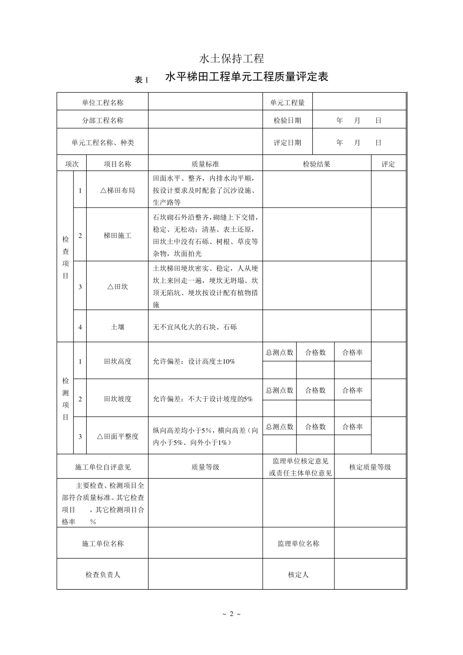 水土保持工程项目划分及工程质量评定表_第2页