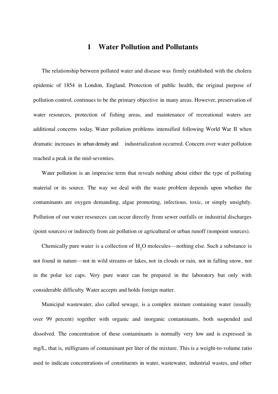 水处理专业英语阅读1WaterPollutionandPollutants_第1页