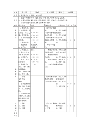 水平二体育教案