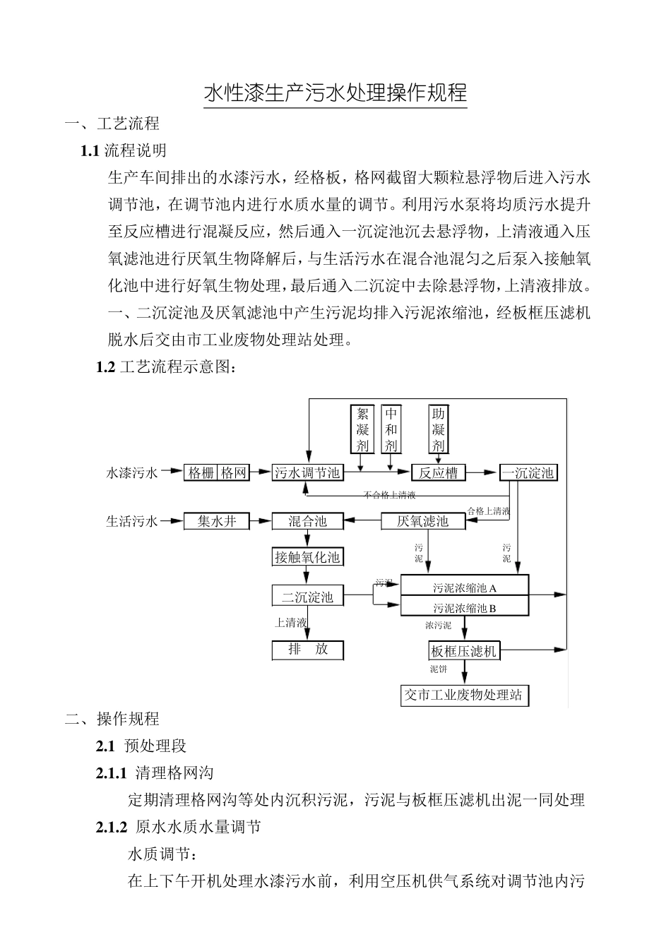 水性漆生产污水处理操作规程_第1页