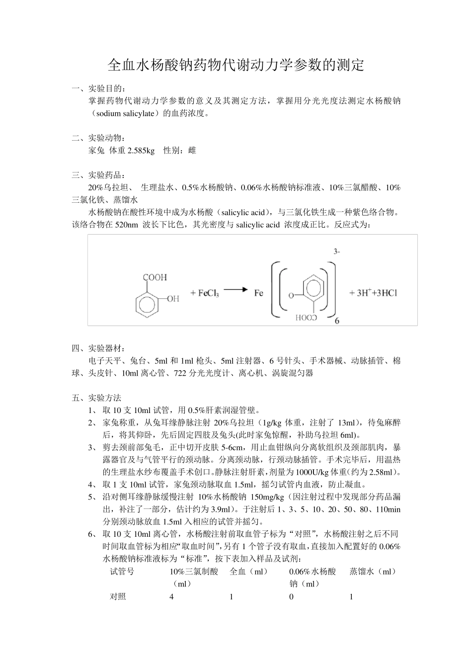 水杨酸钠药代动力学实验分析_第1页