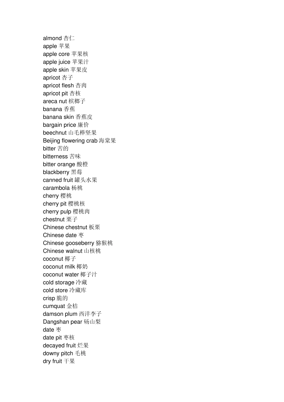 水果和蔬菜英文名称_第1页