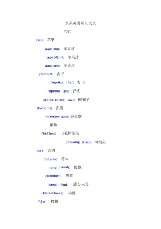 水果英语词汇大全_带音标