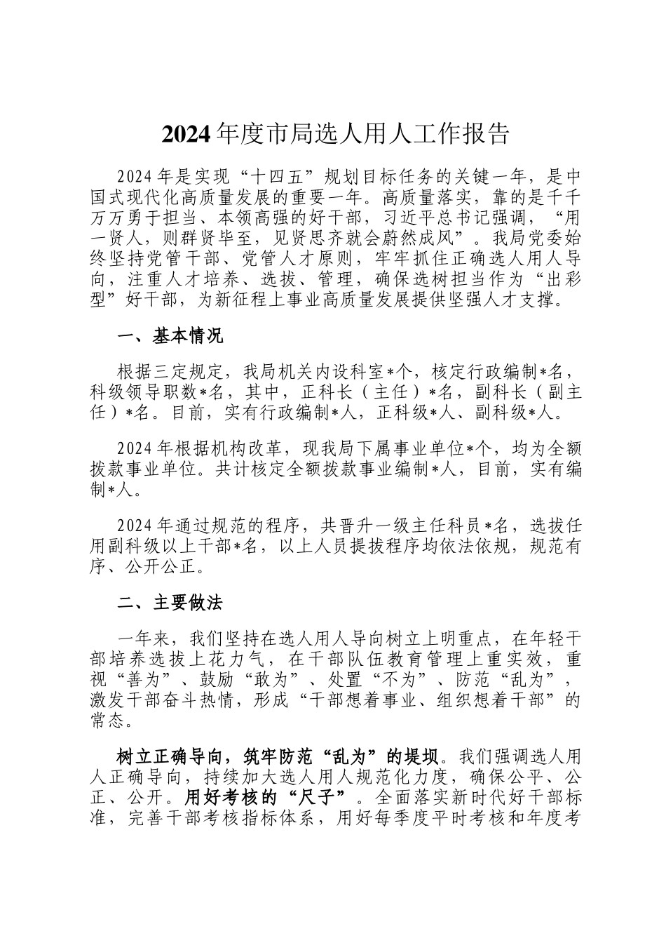 2024年度市局选人用人工作报告_第1页