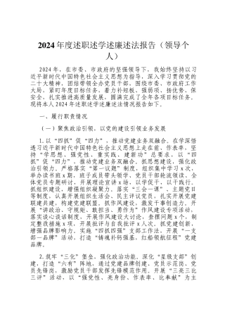 2024年度述职述学述廉述法报告‌（领导个人）