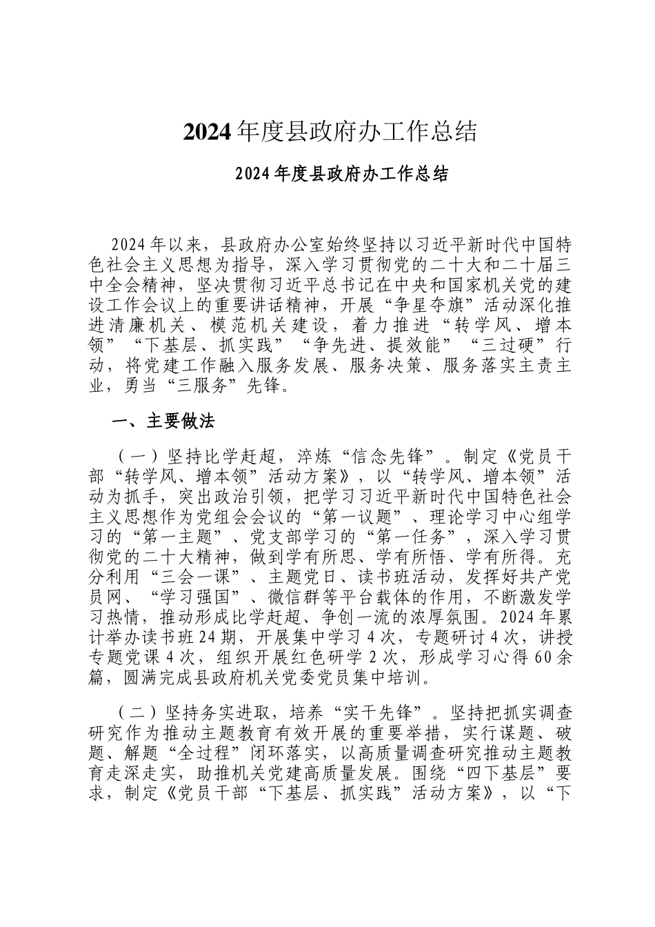 2024年度县政府办工作总结_第1页