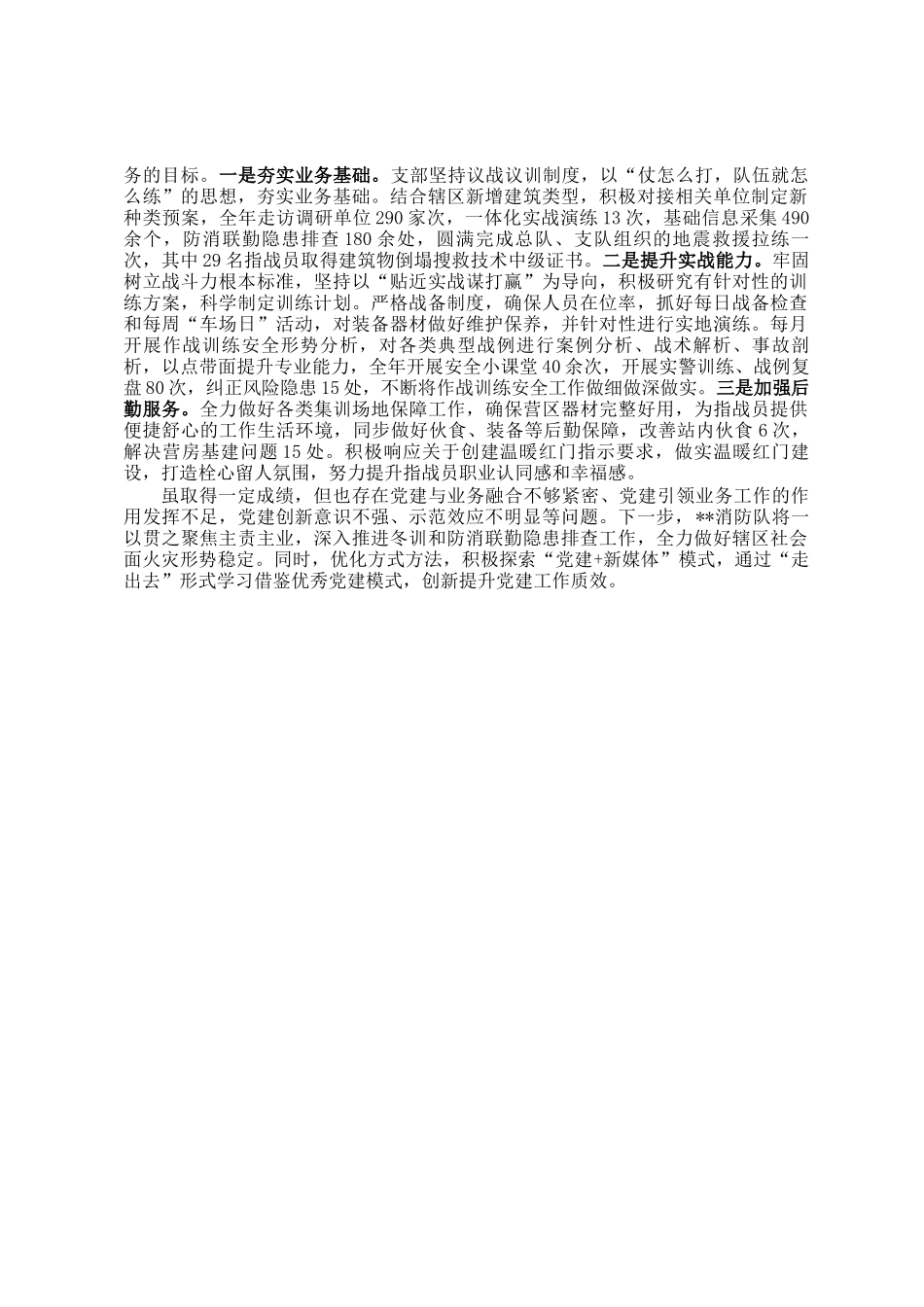 2024年度消防队党支部工作总结_第2页