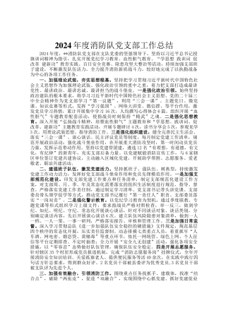 2024年度消防队党支部工作总结