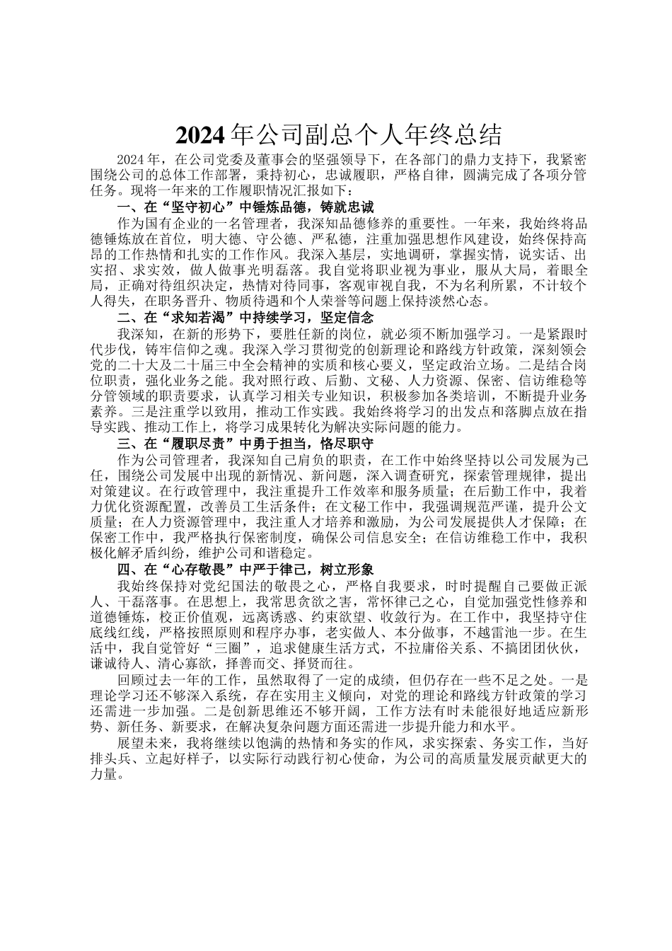 2024年公司副总个人年终总结_第1页