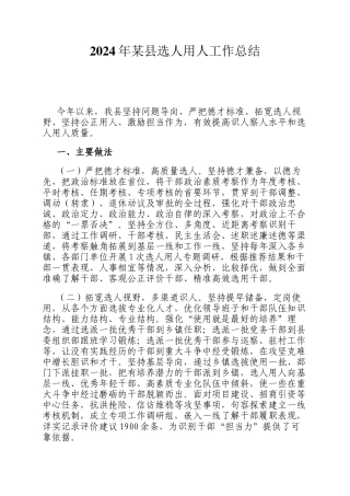 2024年某县选人用人工作总结