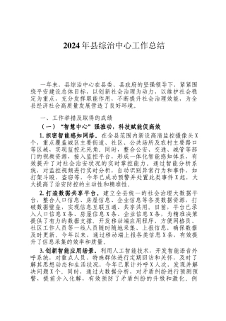 2024年县综治中心工作总结