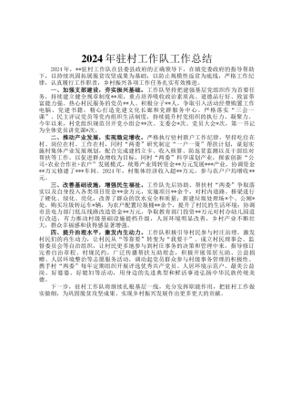 2024年驻村工作队工作总结