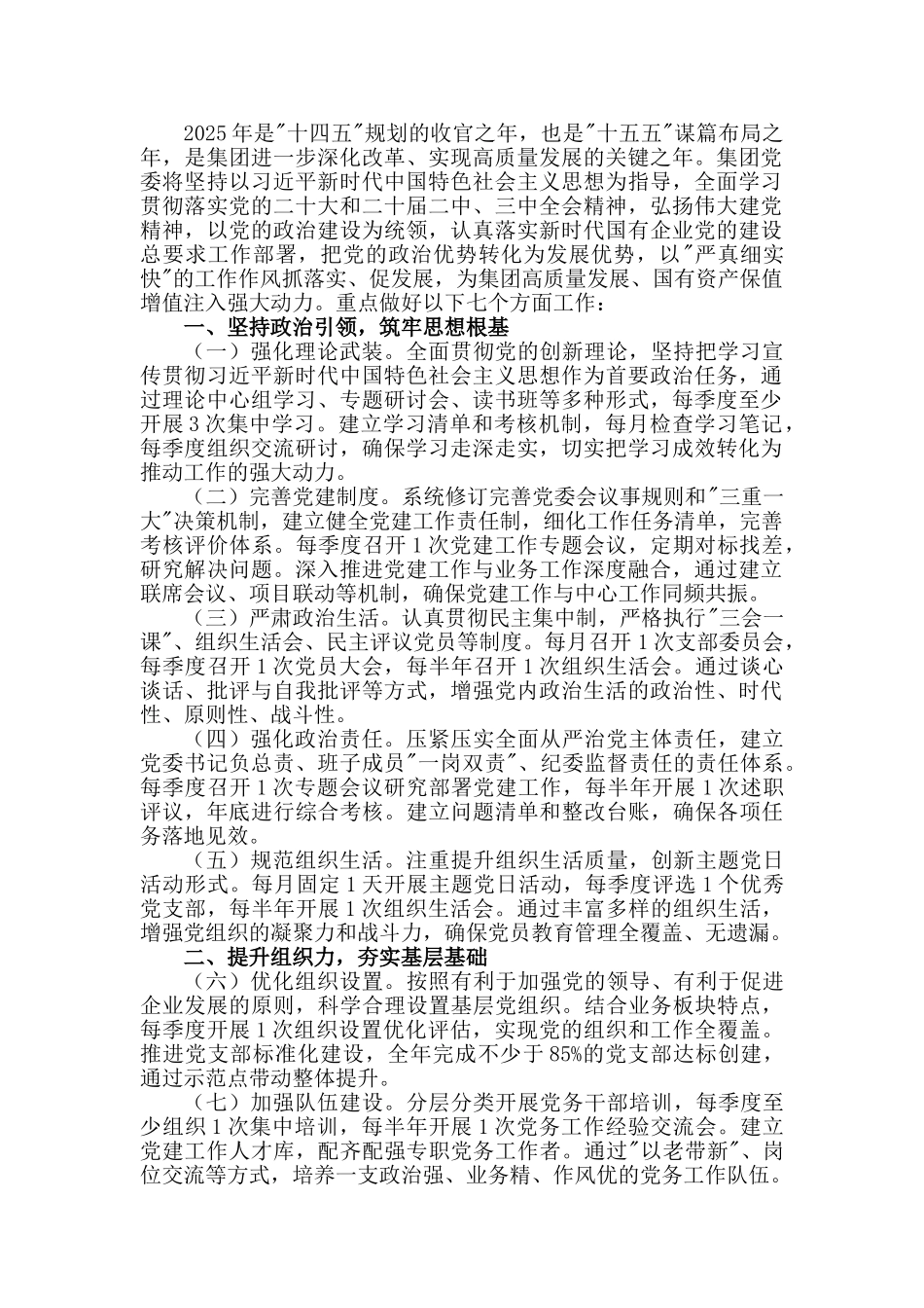 2025年集团党建工作要点_7大方面_28个要点_第1页