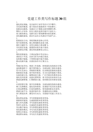 党建工作类写作标题30组