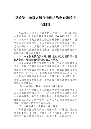 党政第一负责人履行推进法治政府建设情况报告