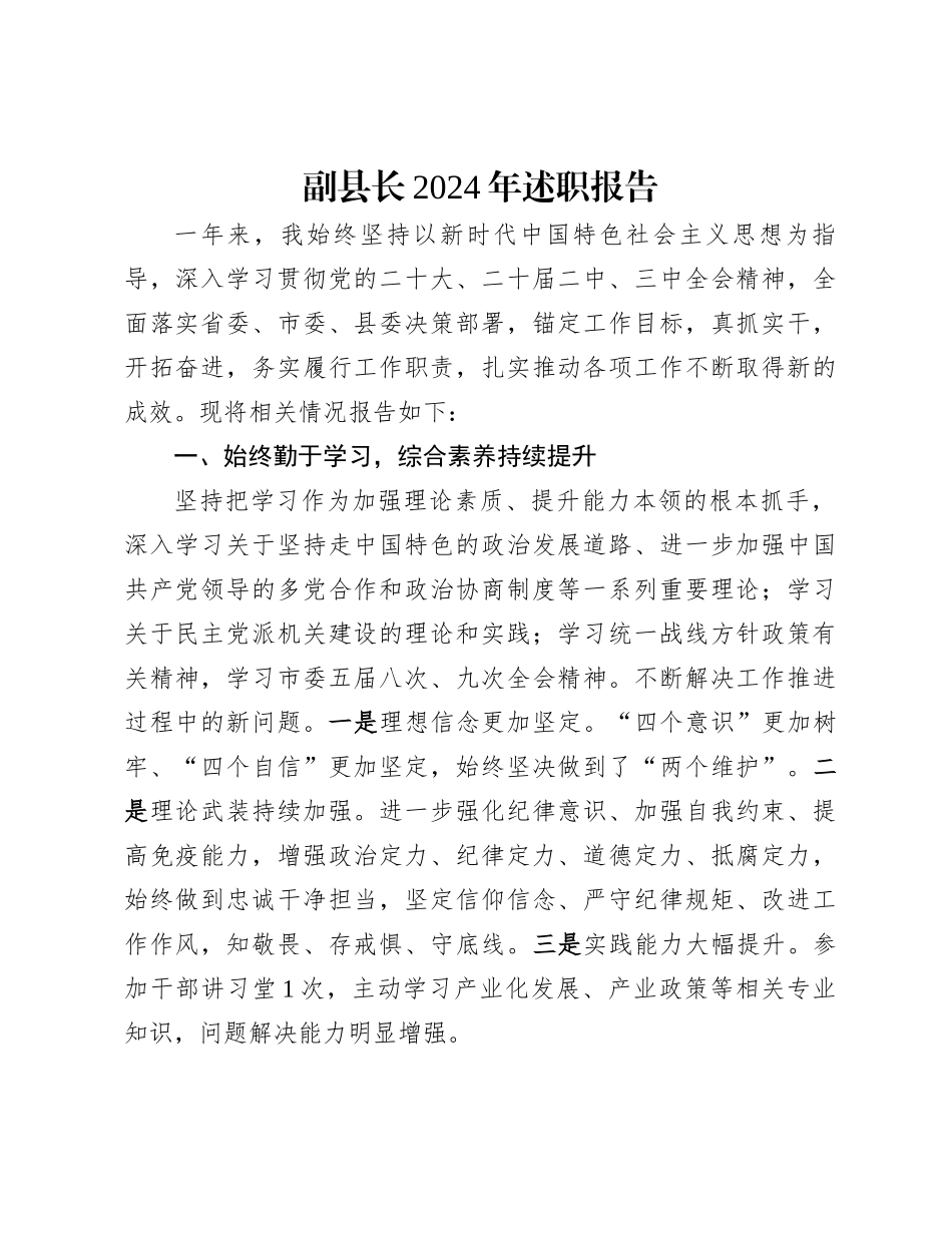 副县长2024年述职报告_第1页