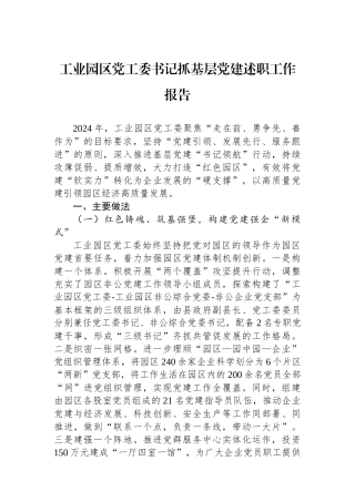 工业园区党工委书记抓基层党建述职工作报告