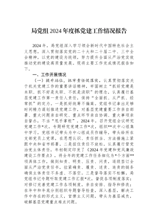 局党组2024年度抓党建工作情况报告