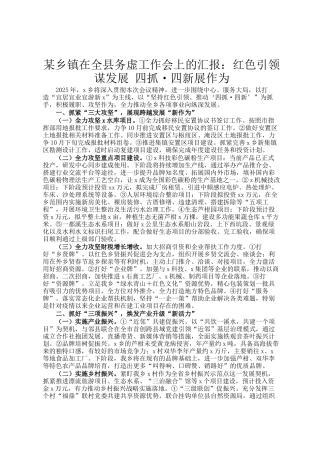 某乡镇在全县务虚工作会上的汇报：红色引领谋发展 四抓·四新展作为