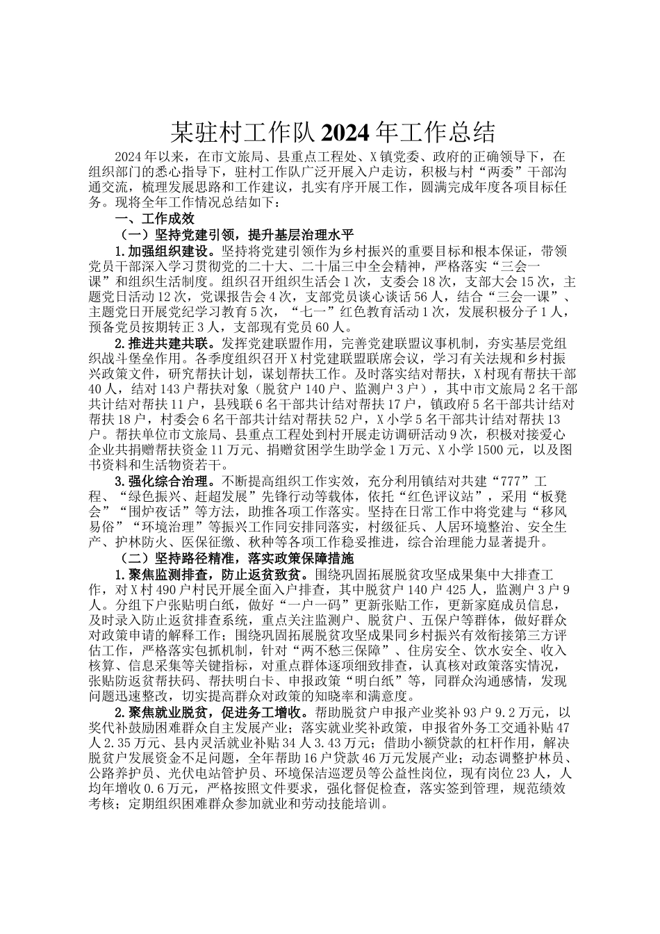 某驻村工作队2024年工作总结_第1页