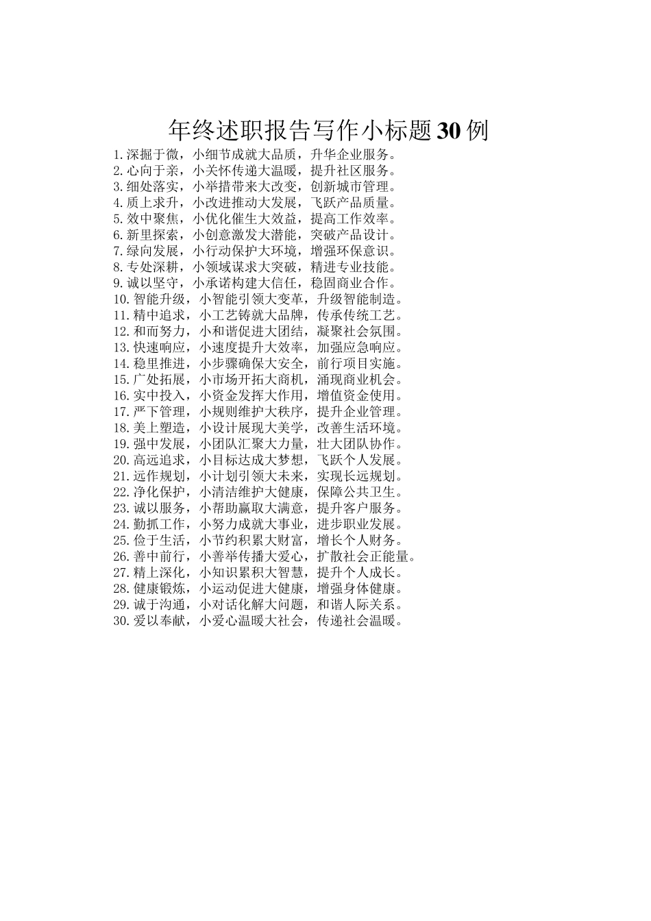 年终述职报告写作小标题30例_第1页