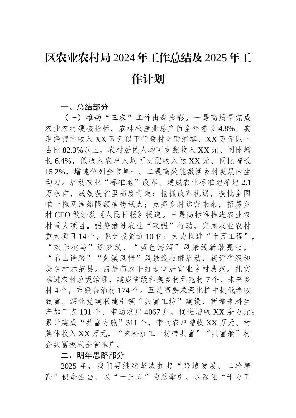 农业农村局2024年度工作总结汇编（6篇）_第3页