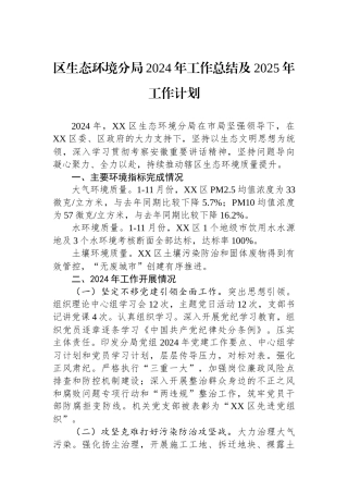 区生态环境分局2024年工作总结及2025年工作计划-2