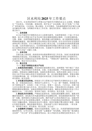区水利局2025年工作要点