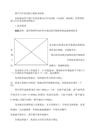 国产汽车发动机大修技术标准
