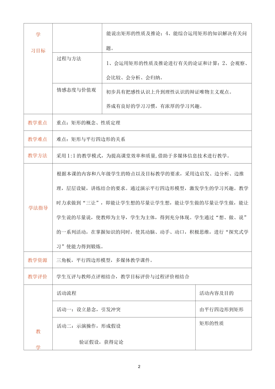 《矩形》教学设计_第2页