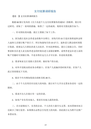 支付结算调研报告