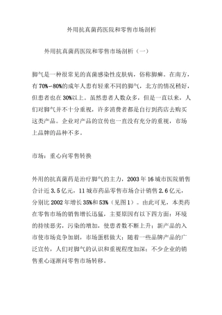 外用抗真菌药医院和零售市场剖析