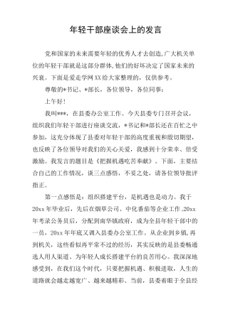 年轻干部座谈会上的发言