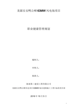 职业健康管理方案