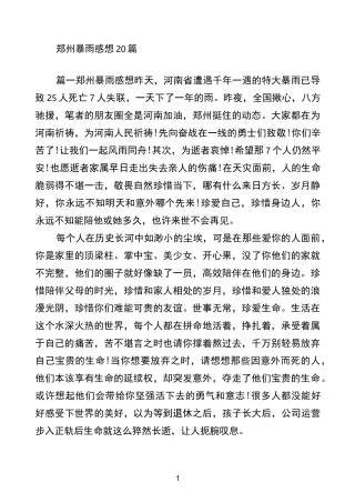 郑州暴雨感想20篇