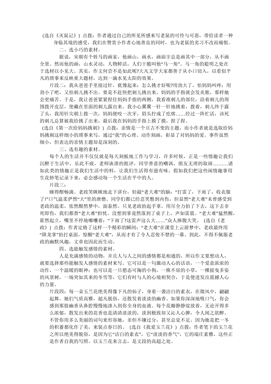 中考作文指导立意选材_第3页