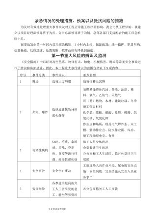 紧急情况的处理措施、预案以与抵抗风险的措施