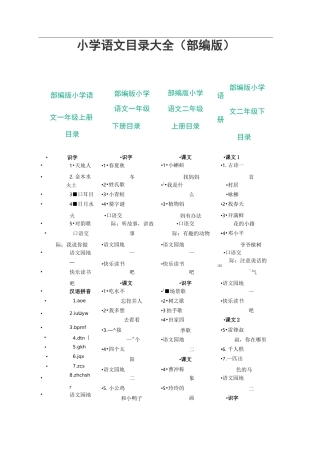 小学语文目录大全(部编新版)
