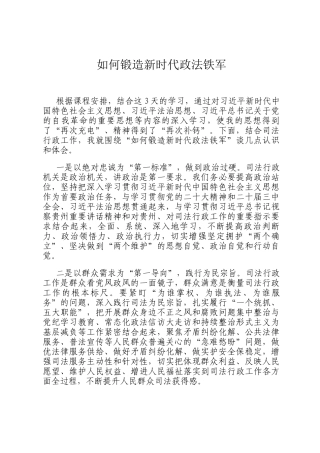 如何锻造新时代政法铁军