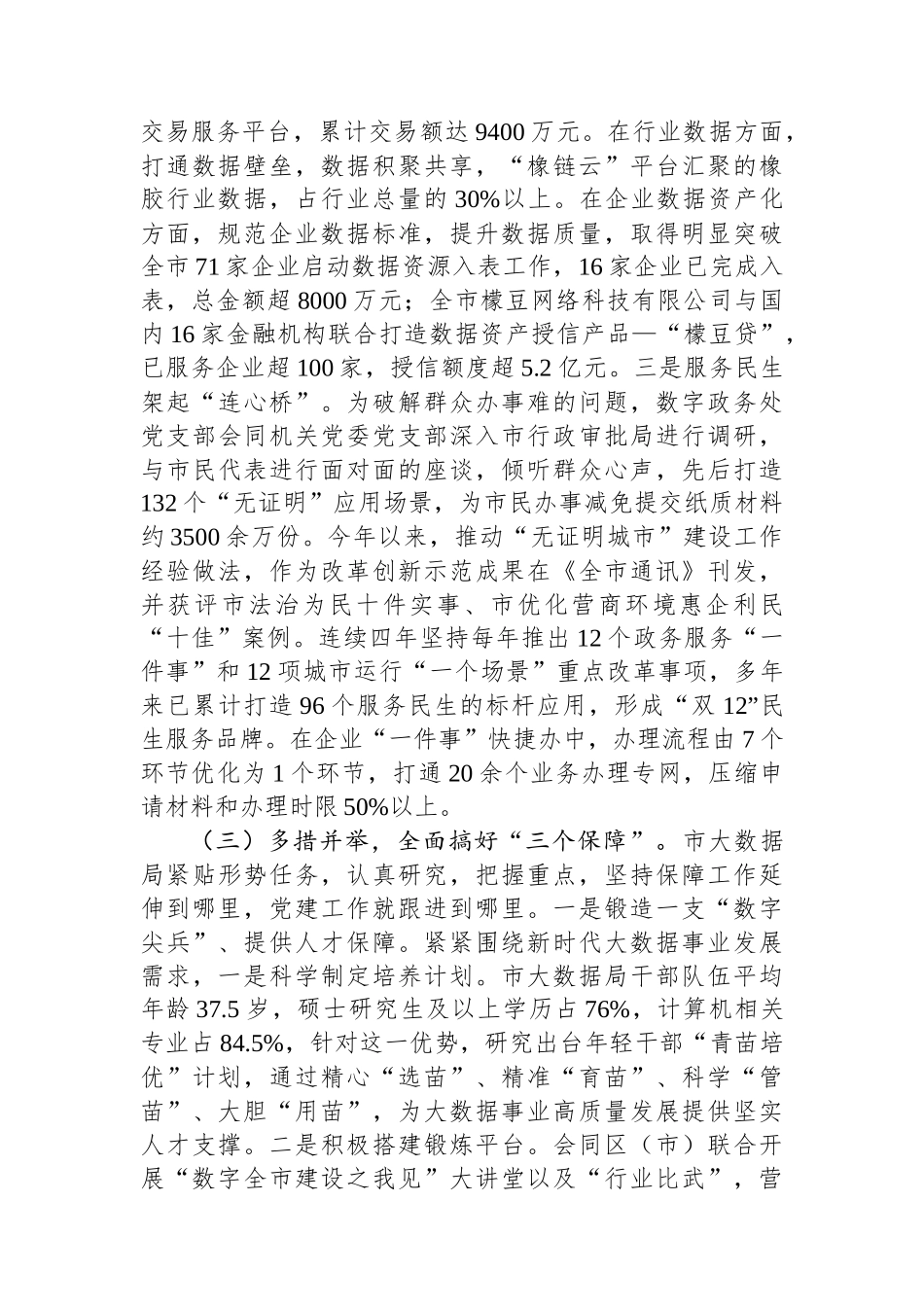 市大数据局党组书记2024年述职述廉述党建工作报告_第3页