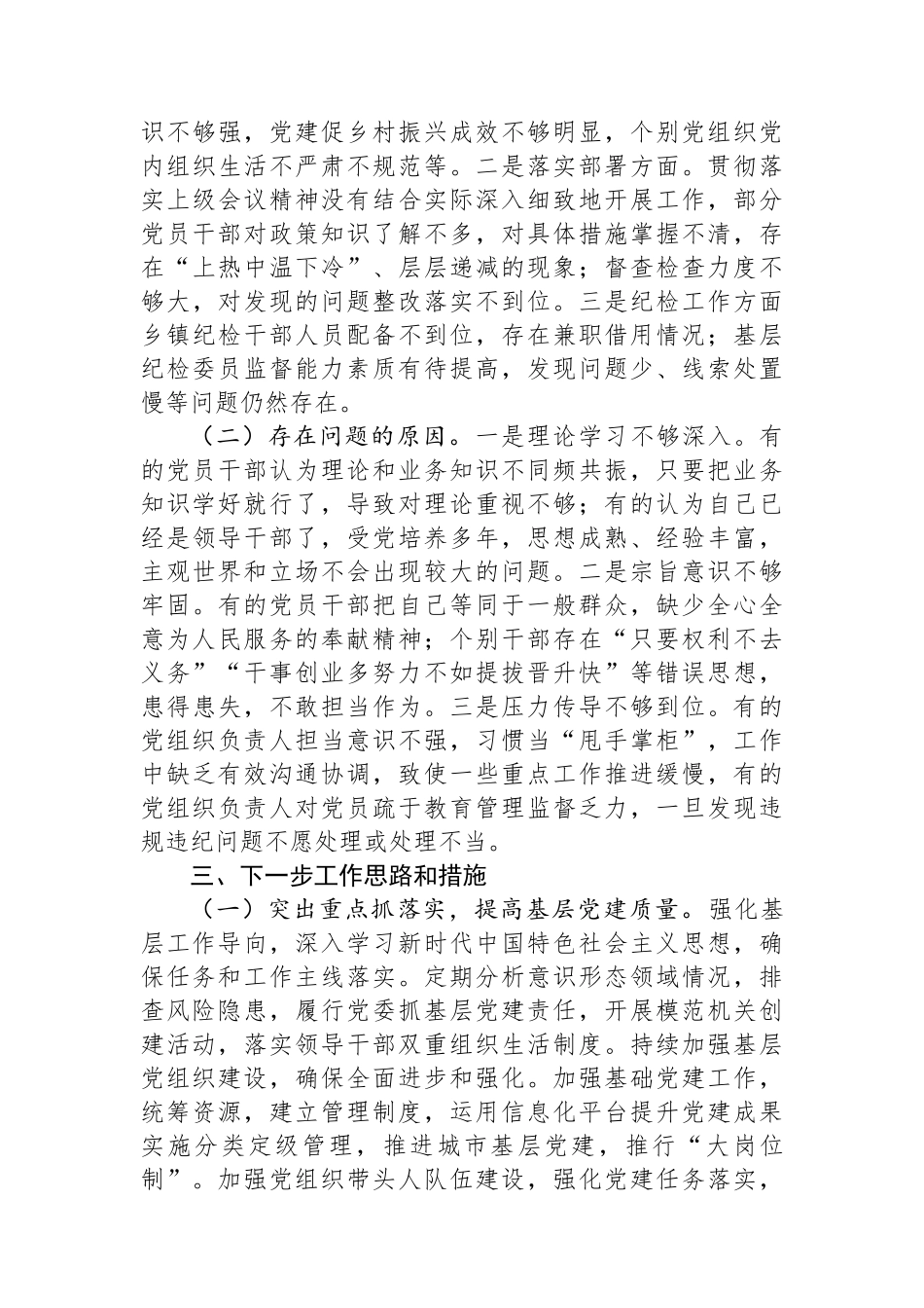 市纪委2024年度书记抓基层党建工作述职报告_第3页