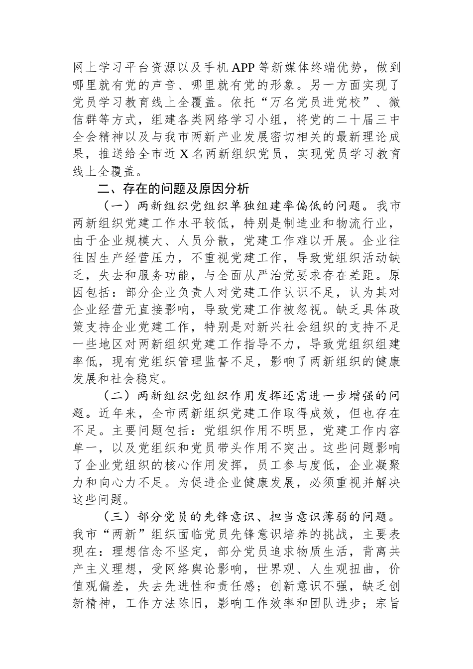 市两新党组织2024年党建工作情况总结及下一步工作计划_第3页