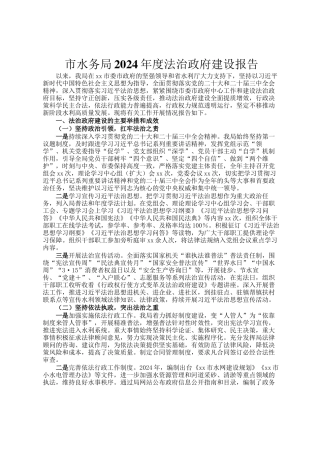 市水务局2024年度法治政府建设报告