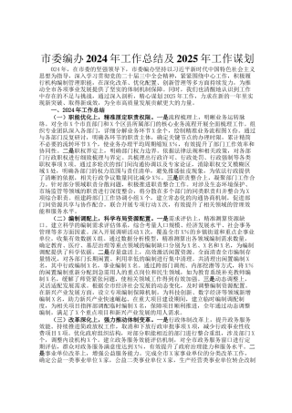 市委编办2024年工作总结及2025年工作谋划